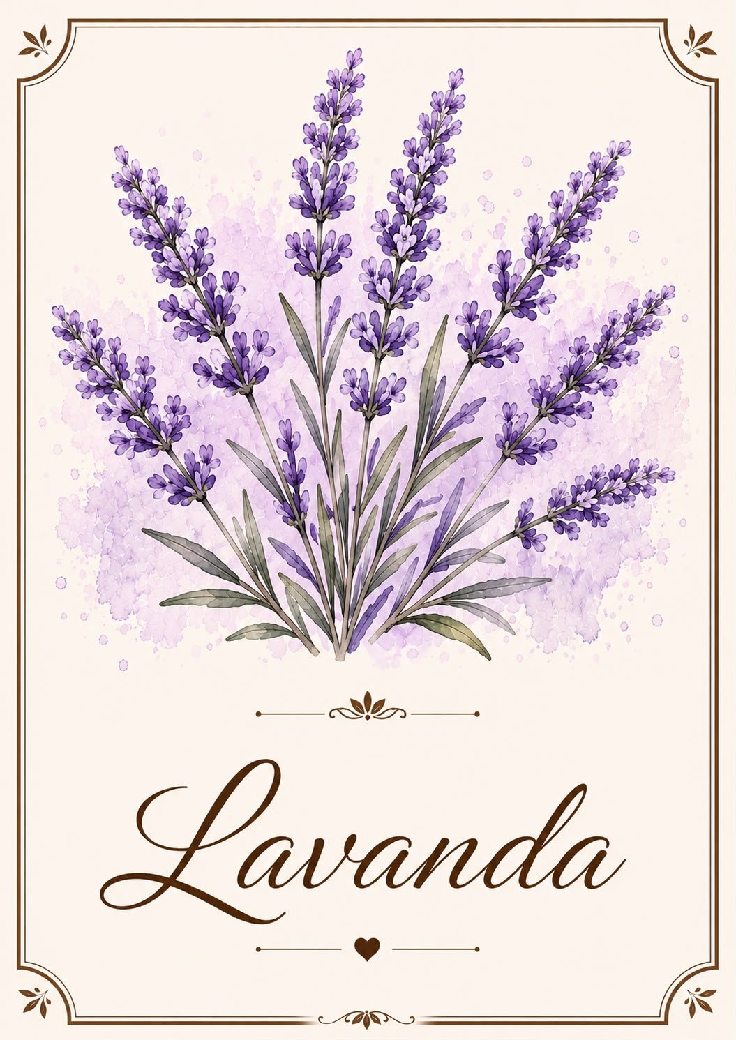 Tavola botanica con il nome Lavanda