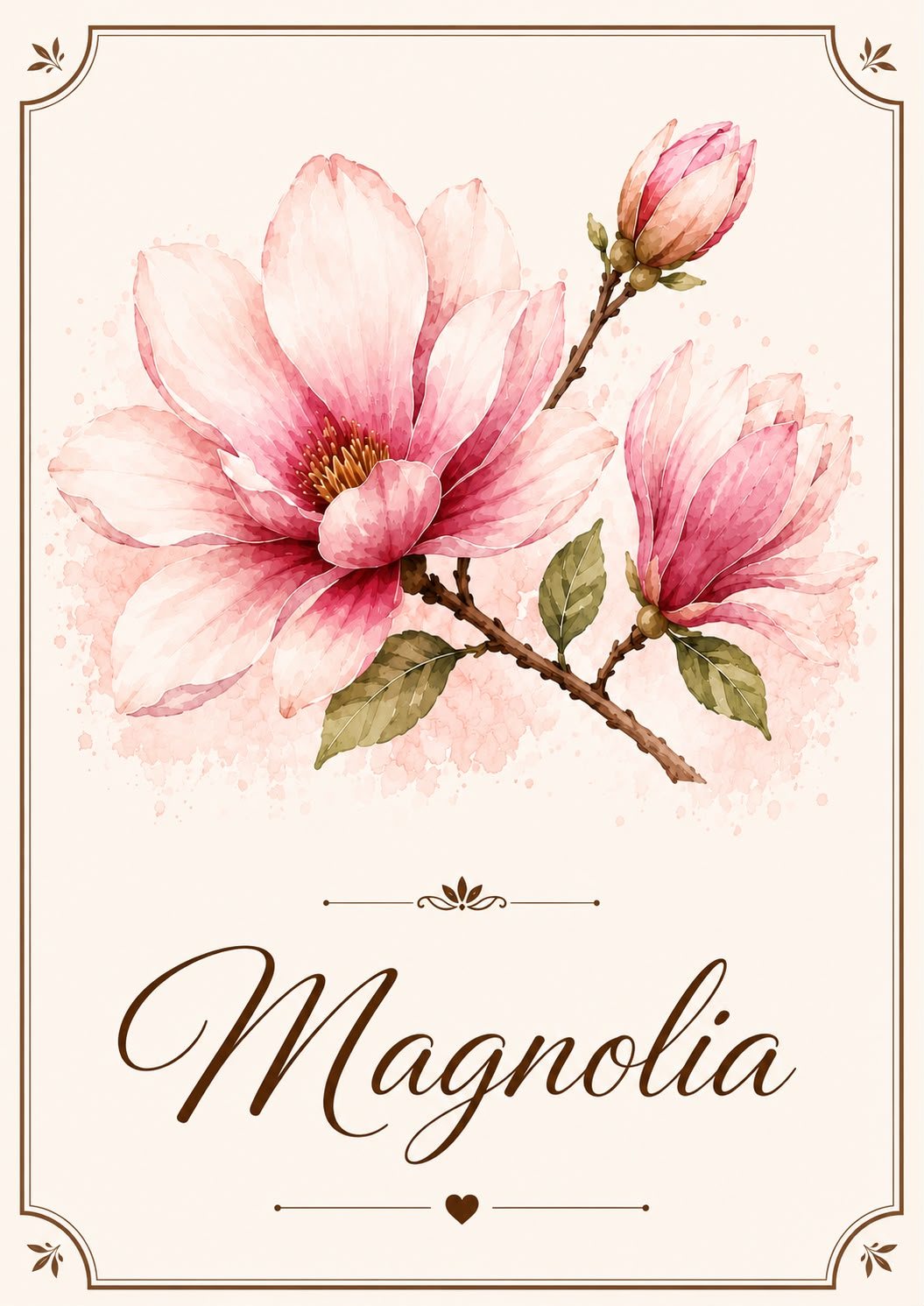 Tavola botanica con il nome Magnolia