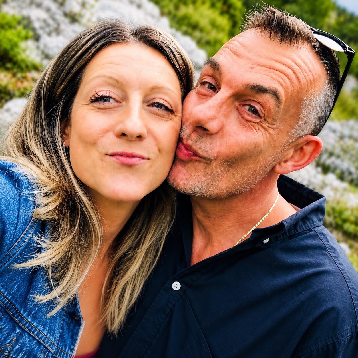 Seraina e Gian-Marco Blattner, i padroni di casa del B&B Airone, in giardino